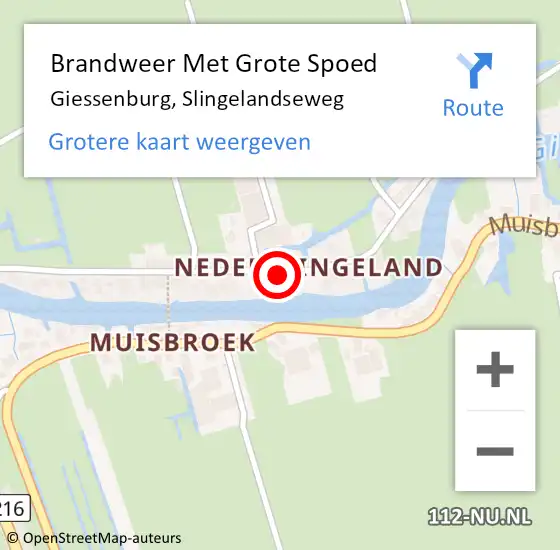 Locatie op kaart van de 112 melding: Brandweer Met Grote Spoed Naar Giessenburg, Slingelandseweg op 7 oktober 2018 16:52