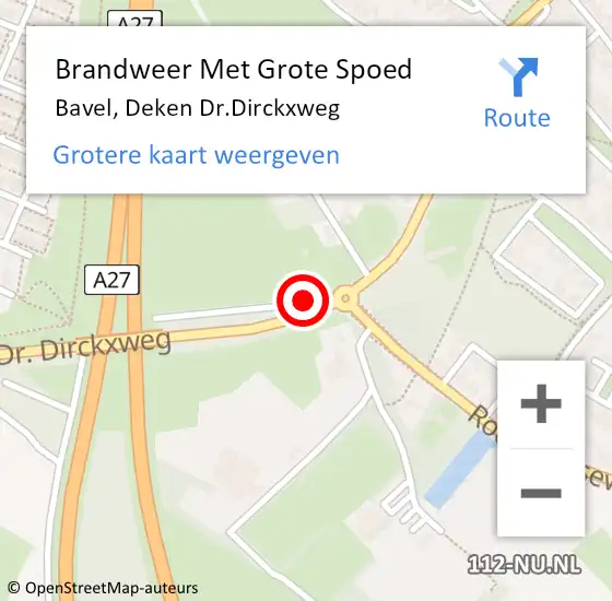 Locatie op kaart van de 112 melding: Brandweer Met Grote Spoed Naar Bavel, Deken Dr.Dirckxweg op 7 oktober 2018 17:06