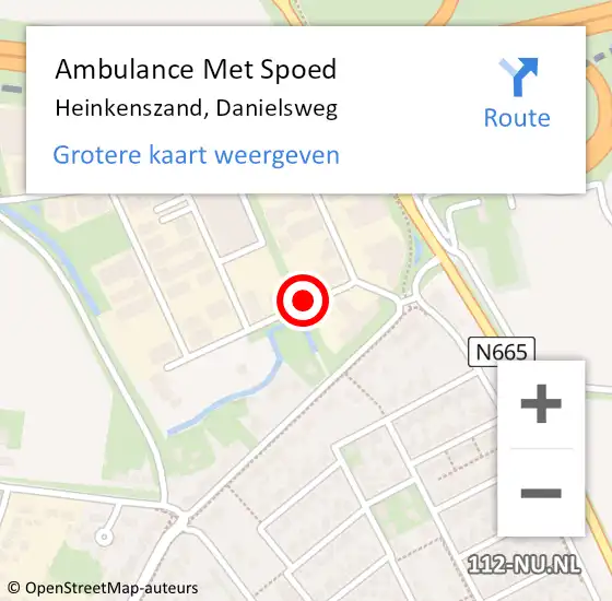 Locatie op kaart van de 112 melding: Ambulance Met Spoed Naar Heinkenszand, Danielsweg op 7 oktober 2018 17:23