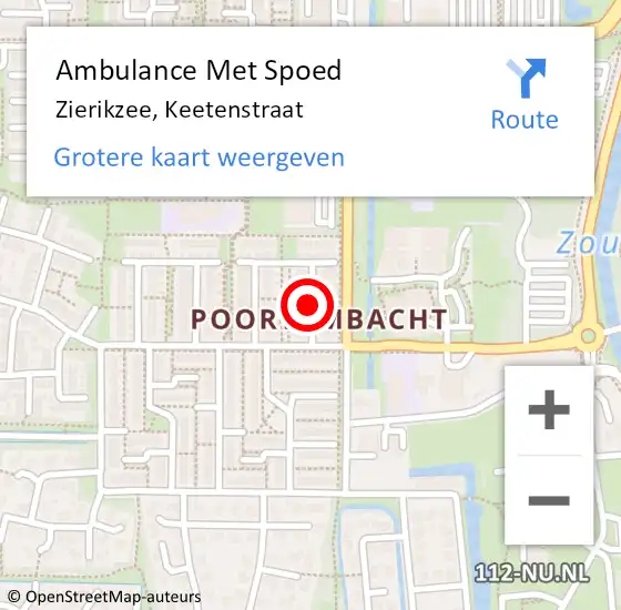 Locatie op kaart van de 112 melding: Ambulance Met Spoed Naar Zierikzee, Keetenstraat op 7 oktober 2018 18:00