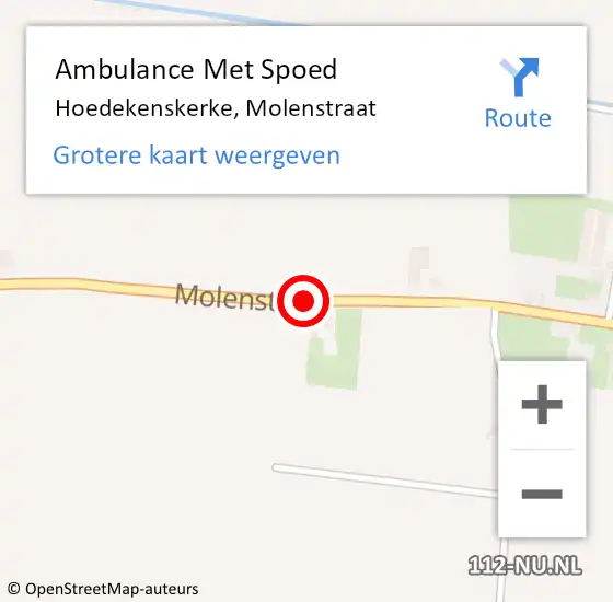 Locatie op kaart van de 112 melding: Ambulance Met Spoed Naar Hoedekenskerke, Molenstraat op 7 oktober 2018 18:15