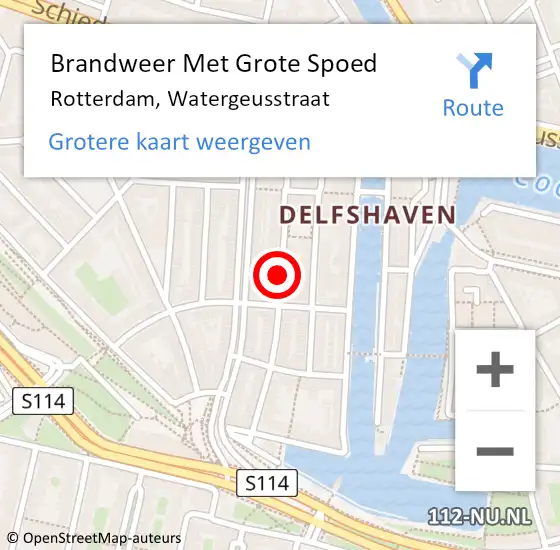 Locatie op kaart van de 112 melding: Brandweer Met Grote Spoed Naar Rotterdam, Watergeusstraat op 7 oktober 2018 18:22