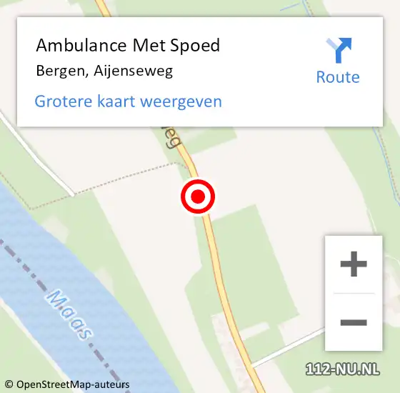 Locatie op kaart van de 112 melding: Ambulance Met Spoed Naar Bergen, Aijenseweg op 7 oktober 2018 18:54