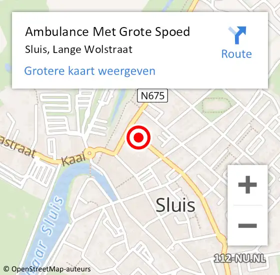 Locatie op kaart van de 112 melding: Ambulance Met Grote Spoed Naar Sluis, Lange Wolstraat op 7 oktober 2018 19:37