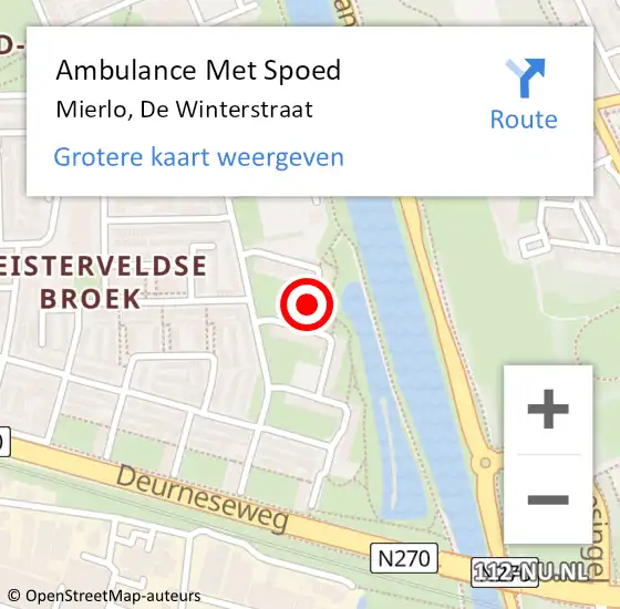 Locatie op kaart van de 112 melding: Ambulance Met Spoed Naar Mierlo, De Winterstraat op 7 oktober 2018 20:16