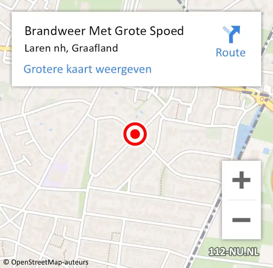 Locatie op kaart van de 112 melding: Brandweer Met Grote Spoed Naar Laren nh, Graafland op 7 oktober 2018 20:52