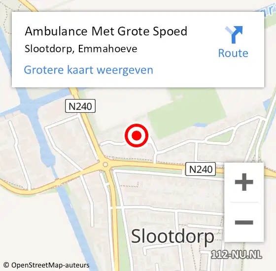 Locatie op kaart van de 112 melding: Ambulance Met Grote Spoed Naar Slootdorp, Emmahoeve op 7 oktober 2018 21:35