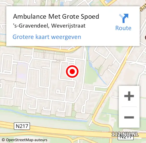 Locatie op kaart van de 112 melding: Ambulance Met Grote Spoed Naar 's-Gravendeel, Weverijstraat op 7 oktober 2018 23:18