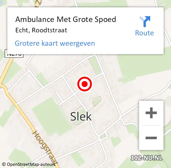 Locatie op kaart van de 112 melding: Ambulance Met Grote Spoed Naar Echt, Roodtstraat op 8 oktober 2018 00:42