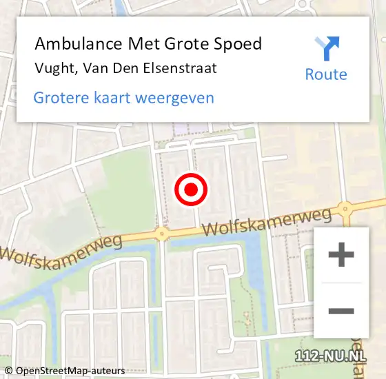 Locatie op kaart van de 112 melding: Ambulance Met Grote Spoed Naar Vught, Van den Elsenstraat op 8 oktober 2018 02:59