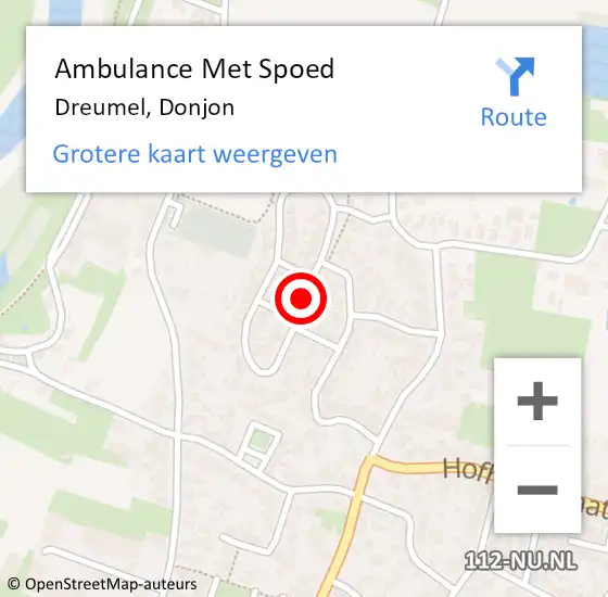 Locatie op kaart van de 112 melding: Ambulance Met Spoed Naar Dreumel, Donjon op 8 oktober 2018 03:01