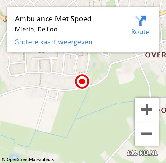 Locatie op kaart van de 112 melding: Ambulance Met Spoed Naar Mierlo, De Loo op 8 oktober 2018 05:07