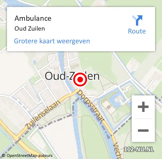 Locatie op kaart van de 112 melding: Ambulance Oud Zuilen op 8 oktober 2018 06:10