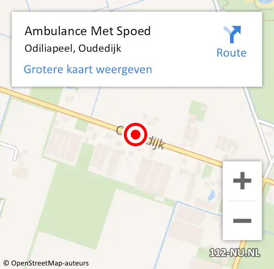 Locatie op kaart van de 112 melding: Ambulance Met Spoed Naar Odiliapeel, Oudedijk op 8 oktober 2018 07:59