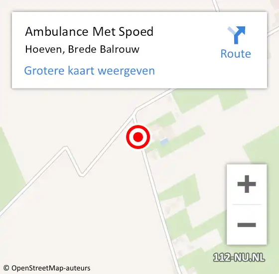 Locatie op kaart van de 112 melding: Ambulance Met Spoed Naar Hoeven, Brede Balrouw op 8 oktober 2018 08:13