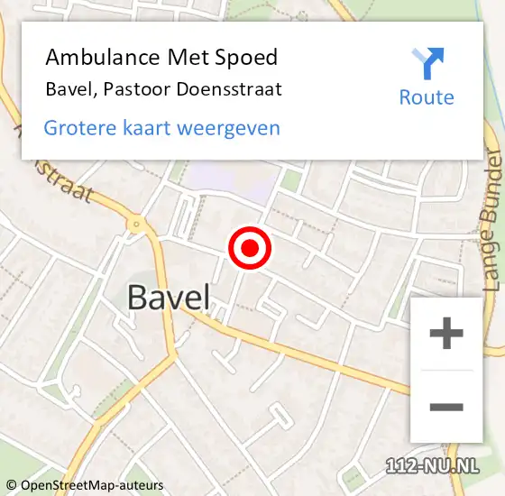 Locatie op kaart van de 112 melding: Ambulance Met Spoed Naar Bavel, Pastoor Doensstraat op 8 oktober 2018 10:07