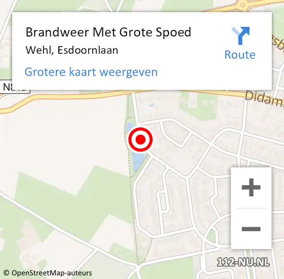 Locatie op kaart van de 112 melding: Brandweer Met Grote Spoed Naar Wehl, Esdoornlaan op 8 oktober 2018 10:14