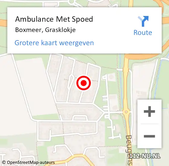 Locatie op kaart van de 112 melding: Ambulance Met Spoed Naar Boxmeer, Grasklokje op 8 oktober 2018 10:33