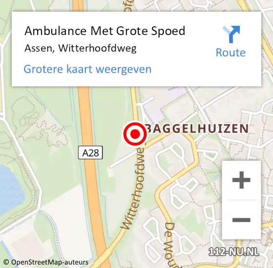 Locatie op kaart van de 112 melding: Ambulance Met Grote Spoed Naar Assen, Witterhoofdweg op 8 oktober 2018 11:35