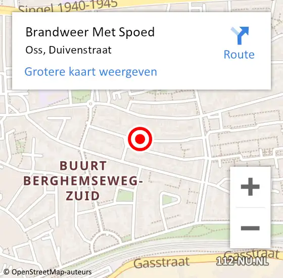 Locatie op kaart van de 112 melding: Brandweer Met Spoed Naar Oss, Duivenstraat op 8 oktober 2018 11:35