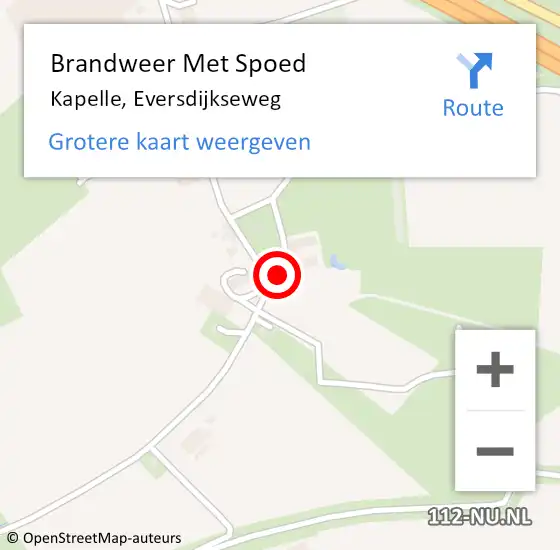 Locatie op kaart van de 112 melding: Brandweer Met Spoed Naar Kapelle, Eversdijkseweg op 8 oktober 2018 12:18