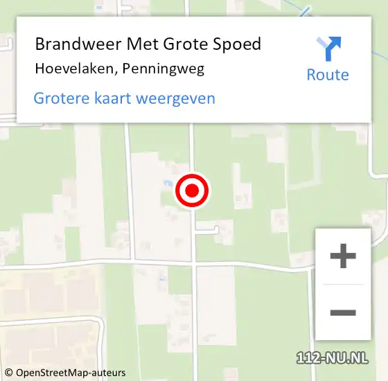 Locatie op kaart van de 112 melding: Brandweer Met Grote Spoed Naar Hoevelaken, Penningweg op 8 oktober 2018 12:20