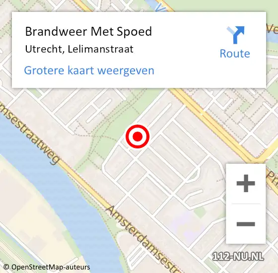 Locatie op kaart van de 112 melding: Brandweer Met Spoed Naar Utrecht, Lelimanstraat op 8 oktober 2018 12:39