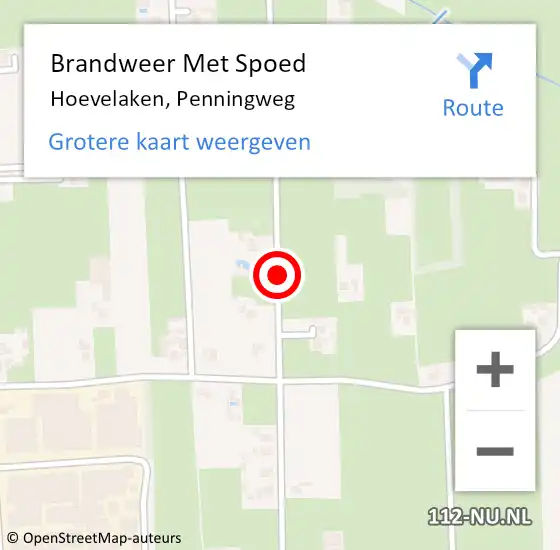 Locatie op kaart van de 112 melding: Brandweer Met Spoed Naar Hoevelaken, Penningweg op 8 oktober 2018 13:04