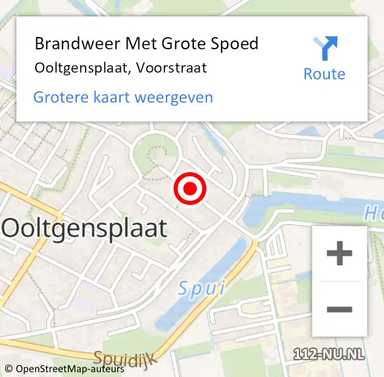 Locatie op kaart van de 112 melding: Brandweer Met Grote Spoed Naar Ooltgensplaat, Voorstraat op 8 oktober 2018 14:05