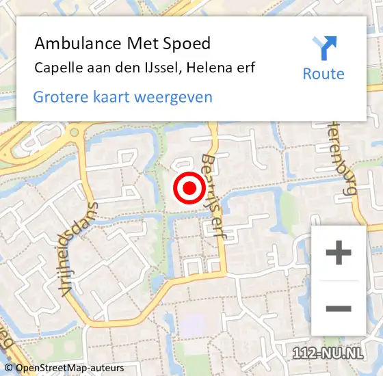 Locatie op kaart van de 112 melding: Ambulance Met Spoed Naar Capelle aan den IJssel, Helena erf op 8 oktober 2018 14:05