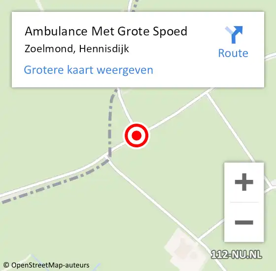 Locatie op kaart van de 112 melding: Ambulance Met Grote Spoed Naar Zoelmond, Hennisdijk op 8 oktober 2018 14:22