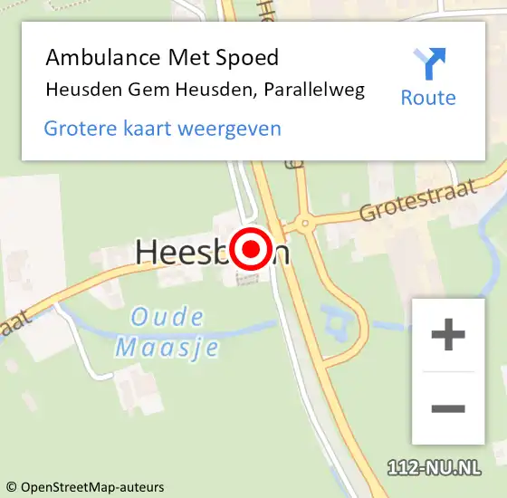 Locatie op kaart van de 112 melding: Ambulance Met Spoed Naar Heusden Gem Heusden, Parallelweg op 11 maart 2014 09:48