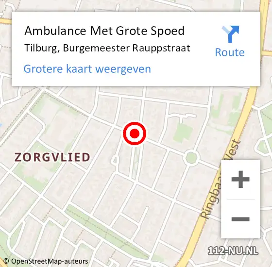 Locatie op kaart van de 112 melding: Ambulance Met Grote Spoed Naar Tilburg, Burgemeester Rauppstraat op 8 oktober 2018 14:58