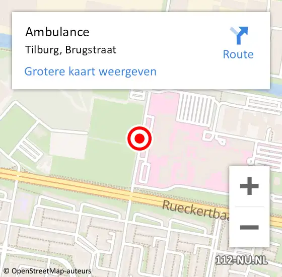 Locatie op kaart van de 112 melding: Ambulance Tilburg, Brugstraat op 8 oktober 2018 15:02