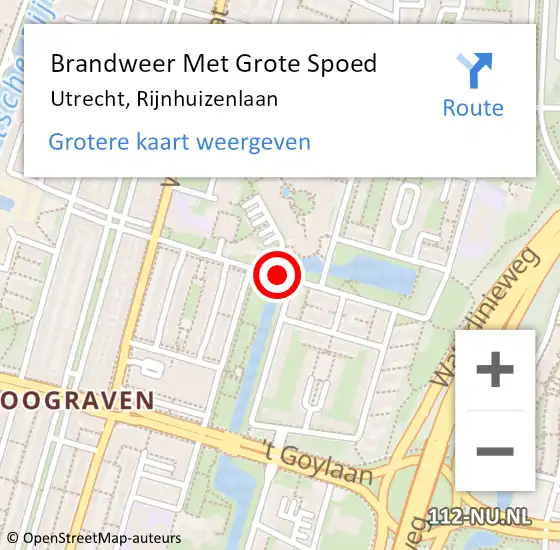 Locatie op kaart van de 112 melding: Brandweer Met Grote Spoed Naar Utrecht, Rijnhuizenlaan op 8 oktober 2018 15:03