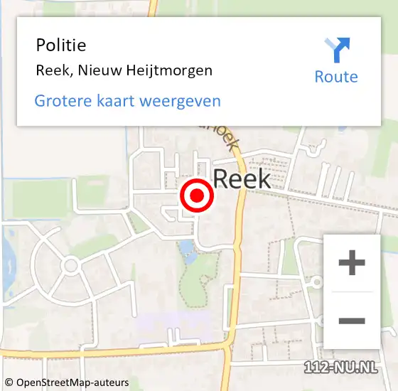 Locatie op kaart van de 112 melding: Politie Reek, Nieuw Heijtmorgen op 8 oktober 2018 15:23