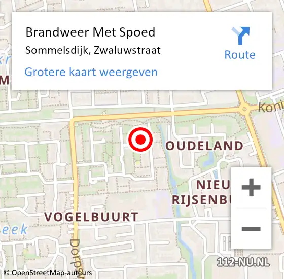 Locatie op kaart van de 112 melding: Brandweer Met Spoed Naar Sommelsdijk, Zwaluwstraat op 11 maart 2014 09:53