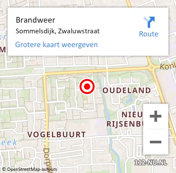 Locatie op kaart van de 112 melding: Brandweer Sommelsdijk, Zwaluwstraat op 11 maart 2014 09:58