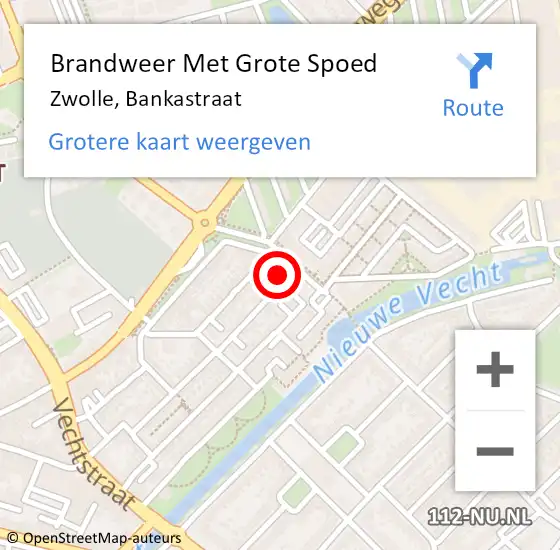 Locatie op kaart van de 112 melding: Brandweer Met Grote Spoed Naar Zwolle, Bankastraat op 11 maart 2014 09:59