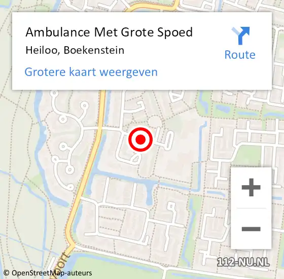 Locatie op kaart van de 112 melding: Ambulance Met Grote Spoed Naar Heiloo, Boekenstein op 8 oktober 2018 16:25