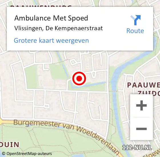 Locatie op kaart van de 112 melding: Ambulance Met Spoed Naar Vlissingen, De Kempenaerstraat op 8 oktober 2018 17:10