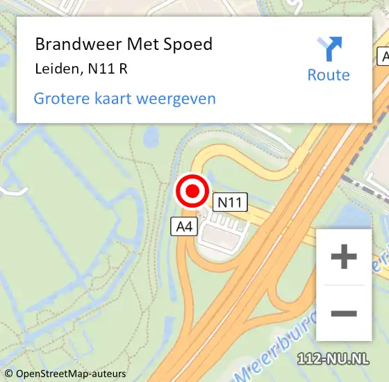 Locatie op kaart van de 112 melding: Brandweer Met Spoed Naar Leiden, N11 R op 8 oktober 2018 17:31