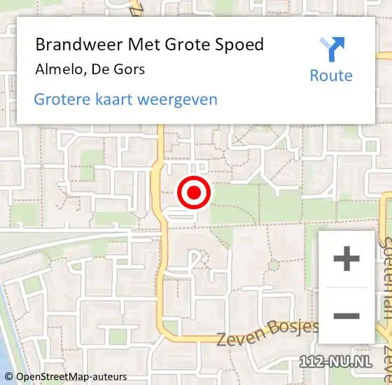 Locatie op kaart van de 112 melding: Brandweer Met Grote Spoed Naar Almelo, De Gors op 8 oktober 2018 19:02