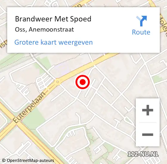 Locatie op kaart van de 112 melding: Brandweer Met Spoed Naar Oss, Anemoonstraat op 8 oktober 2018 20:10