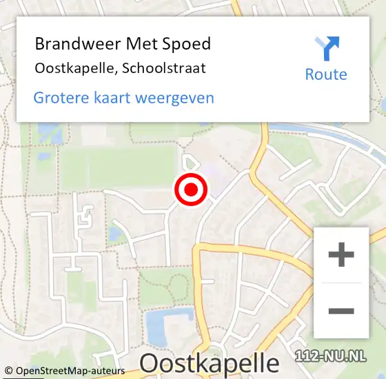 Locatie op kaart van de 112 melding: Brandweer Met Spoed Naar Oostkapelle, Schoolstraat op 8 oktober 2018 20:10