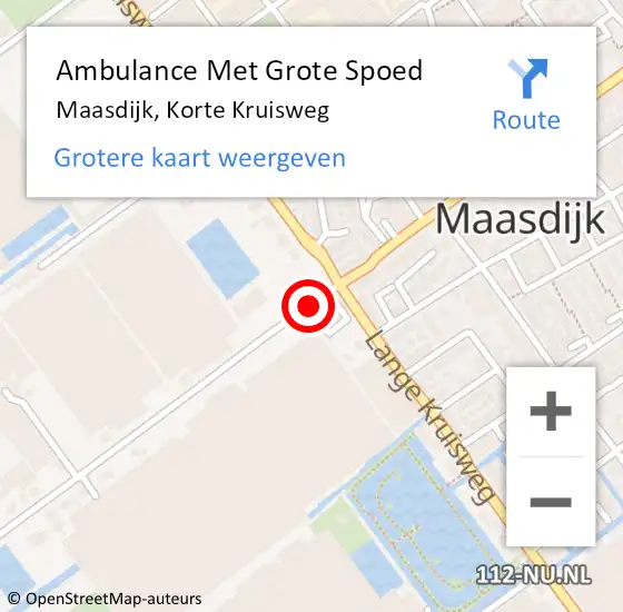 Locatie op kaart van de 112 melding: Ambulance Met Grote Spoed Naar Maasdijk, Korte Kruisweg op 8 oktober 2018 20:25