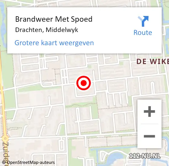 Locatie op kaart van de 112 melding: Brandweer Met Spoed Naar Drachten, Middelwyk op 8 oktober 2018 20:54