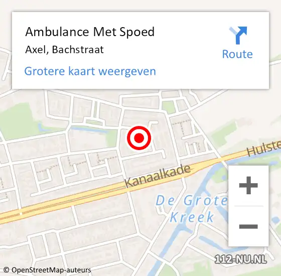 Locatie op kaart van de 112 melding: Ambulance Met Spoed Naar Axel, Bachstraat op 8 oktober 2018 21:22