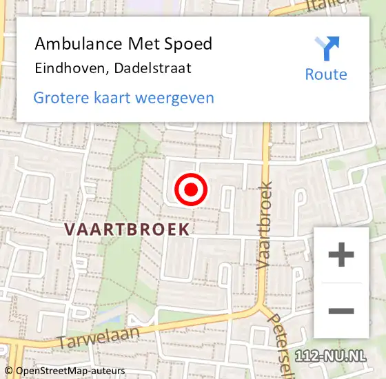 Locatie op kaart van de 112 melding: Ambulance Met Spoed Naar Eindhoven, Dadelstraat op 8 oktober 2018 22:05