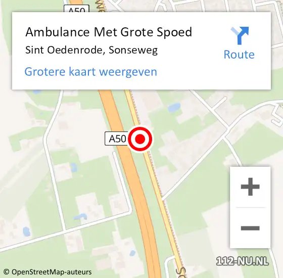 Locatie op kaart van de 112 melding: Ambulance Met Grote Spoed Naar Sint Oedenrode, Sonseweg op 8 oktober 2018 22:55